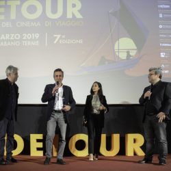 PADOVA 31-03-2019 Cinema PortoAstra. Detour Festival 2019. Le Premiazioni. La giuria: da sx  Alessandro Pesci, Romolo Bugaro, Nabiha Akkari e Marco Segato.